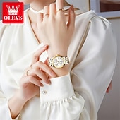 economico Orologi al quarzo-Orologio da donna Olevs, cinturino in acciaio inossidabile argentato, quadrante nero, numeri arabi, orologio analogico al quarzo con datario, impermeabile, orologio elegante da donna.