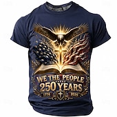 baratos Camisetas Patrióticas 250-2026 250º Camisetas Masculinas T-Shirt Bandeira dos EUA 1776 de Manga Curta Impressão 3D Camiseta Colar Redondo Patriótica Festival Diário Azul Preto Vermelho Verão Primavera Roupas Vestuário S M L