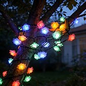 cheap Solar Outdoor Lights-Solar Rose Fairy String Lights 30/50 LEDs  Outdoor Waterproof Atmosphere Lights for Gardens Balconies Fences Holiday Wedding Party Decoration