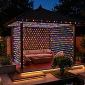 ieftine Conectat Electric-lumina cu șiruri de plasă cu led ip65 6mx4m 3mx2m lumină cu șiruri de plasă flexibile cu led 880led 200led lumină cu șiruri de ochiuri pentru curte de grădină decor colorat eu us britanie mufă ac110v