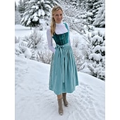 abordables Mujeres-Cerveza Oktoberfest Oktoberfest Vestidos Falda acampanada Trachtenkleader Oktoberfest / Cerveza bávaro Viena prados Mujer Carnaval Fiesta Festival de Cerveza Paño de estilo tradicional Vestido