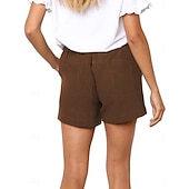 cheap Hot Shorts-Women's Cotton Shorts Fashion Streetwear Casual Short High Waist Plain Pocket Elastic Waistband Comfy Comfort Soft Stretchy Outdoor Vacation Street Dark-Gray Apricot Khaki Black Summer Spring Loose