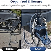 cheap Tool Accessories-Aluminum Trailer Towing Chain Organizer &amp; 7-Way Plug Holder, Trailer Chain Holder, Trailer Towing Organizer Powder Coating, Heavy-Duty RV Tongue Jack Accessories for Outside Travel Camper
