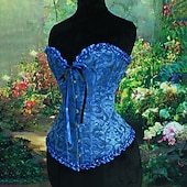 cheap Tops-Medieval Renaissance Corset Overbust Corset Noblewoman Jacquard Lace up Floral Fancy Dress Women's Royal Halloween Carnival Renaissance Fair LARP Adults' Corset Spring &amp; Summer
