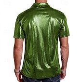 abordables Tapas-Retro Antiguo Años 70 Años 80 Camisas Disco Metálico Brillante Disfraz Hombre Disfraz de carnaval Víspera de Todos los Santos Carnaval Mardi Gras Discoteca Fiesta Rendimiento Adulto Camisas Primavera