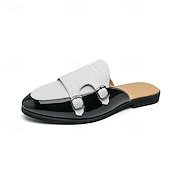 billiga Herrtofflor och träskor-Herr vita och gröna dubbelmunk-loafers med slip-on-detaljer, eleganta uttalandeskor för snygga män, bröllop, banketter, fester och kvällskläder