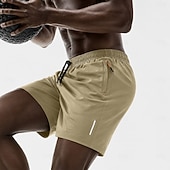 cheap Casual Shorts-Men's Active Shorts Casual Shorts Athletic Short Pocket Elastic Waist Plain Plain Solid Quick Dry Breathable Above Knee Outdoor Gym Training Sports Sport Khaki Black Stretchy