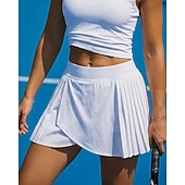 cheap Women's Skirts &amp; Skorts-Women's Solid Colored Casual Skirt Tennis Skirts with Shorts Sport Skirt Sleeveless Pocket Elastic Waist Sporty Lightweight Stretchy Moisture Wicking Breathable Tennis Golf Running Polo Collar Skirt