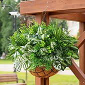 cheap Artificial Plants &amp; Greenery-20pcs Artificial Bunches Greenery Plants Fake Plastic Leaves with Stems UV Resistant Outside Faux Plants Bushes for Outdoor Patio Garden Front Porch Yard Decor