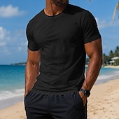 cheap Basic T shirts-Men's T Shirt Tee Top Short Sleeve Crew Neck Summer Spring Plain Casual Athletic Quick Dry Slim Plain Casual Daily Sports Light Blue Black White Top Tee for Men
