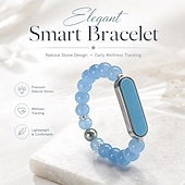 levne Chytré hodinky-Elegantní chytrý náramek pro ženy, fitness tracker ve stylu šperků s perleťově bílým korálkovým designem, stylový tracker aktivit pro každodenní pohodu, módní chytrý náramek s šperky, dárek pro ni
