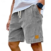 baratos Calções Estilo Casual-Homens Calção Shorts casuais Shorts de veludo cotelê Com Cordão Cintura elástica Côr Sólida Conforto Comprimento do joelho Diário Ao ar livre Streetwear Férias Moda Cáqui Preto Micro-Elástica