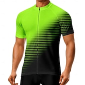 voordelige Heren shirts-Heren Wielrenshirt Verloop Korte mouw Fietsen Shirt Kleding Bovenlichaam met 3 achterzakken UV-bestendig Met zakken Rits Aan De Voorzijde Reflecterende strips Sport Groen Kleding