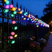cheap Solar Outdoor Lights-Solar Rose Fairy String Lights 30/50 LEDs  Outdoor Waterproof Atmosphere Lights for Gardens Balconies Fences Holiday Wedding Party Decoration