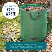 cheap Storage &amp; Organization-Reusable Garden Waste Bag with Handles - Durable PP Material for Yard Prunings, Leaves, and Plants - Green with Red Stitching, Perfect for Garden Maintenance and Landscaping, Reusable Garden Waste Bag