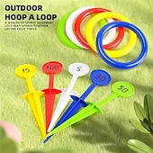 voordelige Zomer speelgoed-buitenringwerpset voor kinderen &amp;Hoepelspel voor volwassenen, familiespel voor in de achtertuin met kleurrijke doelpalen en ringen, buitenspel voor tuin, strand, camping, speelgoed voor zomerfeestjes,