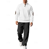 cheap Tracksuits-Men's Tracksuit Jogging Suit Workout Suits Drawstring with Pocket Solid Colored Athletic Clothing Set Fall Black White Outdoor Travel Sports Windproof Warm Breathable Long Sleeve Sport Activewear