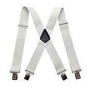  Herrhängslen med 4 klämmor, X-formade hängslen, elastiska justerbara hängslen för byxor (5 cm breda), slitstarka metallklämmor för vardagligt, formellt och utomhusbruk.
