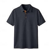 abordables Polo clásico para hombre-Hombre Polo de seda helada seersucker Con Texturas Casual Trabajo Diseño Manga Corta Básico Moderno Plano Jacquard Botones Primavera verano Azul Piscina Negro Blanco Azul cielo Gris Polo de seda
