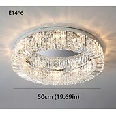 baratos Candelabros de Cristal-50/60/80 cm candelabro led cristal luz de teto design círculo design exclusivo luzes de montagem embutida led de aço inoxidável estilo nórdico 110-120v 220-240v