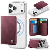 baratos Capas para iPhone-Carteira magnética para iPhone 17, 16, 15, 14, 13 Pro Max e Plus, compatível com MagSafe, com bloqueio RFID, feita em couro PU e fecho magnético. Possui um compartimento fino e removível para cartões