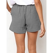 cheap Hot Shorts-Women's Cotton Shorts Fashion Streetwear Casual Short High Waist Plain Pocket Elastic Waistband Comfy Comfort Soft Stretchy Outdoor Vacation Street Dark-Gray Apricot Khaki Black Summer Spring Loose