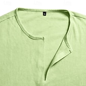 economico T-shirt in Cotone e Lino-Per uomo Maglietta Maglietta in lino Manica Corta Maniche Corte Scollo a V Primavera &amp; Estate Estate Primavera Semplice Moda Designer Essenziale Morbido Casuale Vacanza Streetwear Blu Bianco Nero