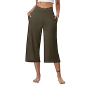 economico gamba larga e vita alta-Per donna Pantaloni capri Pantaloni da yoga Gamba larga Moda Streetwear Casual Lunghezza al polpaccio Misura del girovita medio Semplice Tasca Comodo Comodità Morbido Elasticizzato All'aperto Vacanza