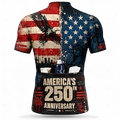 cheap Men's Jerseys-America's 250th Anniversary Men's Rash Guard Cycling Jersey American US Flag Eagle Short Sleeve Bike Jersey Top with 3 Rear Pockets UV Resistant Quick Dry With Pockets Front Zipper Sports Blue