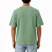 abordables Camiseta de malha waffle-Men's Waffle T-shirt T Shirt Tee Top Short Sleeve V Neck Summer Spring All Seasons Solid Color Streetwear Stylish Casual Tassel Fringe Patchwork Casual Daily Outdoor Light Blue Light Green Top Tee