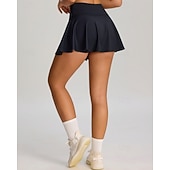 cheap Women's Skirts &amp; Skorts-Women's Solid Colored Casual Skirt Tennis Skirts with Shorts Sport Skirt Pocket High Waist Quick Dry Elastic Sweat-Wicking Breathable Tennis Golf Running Skirt Black Red Navy Blue Tennis Clothing