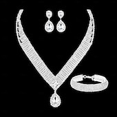 cheap Jewelry Sets-Jewelry Set Three-piece Suit Chrome Earrings Necklace Women's Fashion Jewelry Set For Wedding