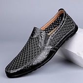 abordables Chaussures Décontractées Slip-On-Mocassins marron perforés pour homme, chaussures habillées décontractées et respirantes, style élégant et décontracté, parfaits pour la conduite, le bureau, les soirées et le quotidien professionnel.