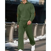 cheap Tracksuits-Men's Tracksuit Jogging Suit Workout Suits Drawstring with Pocket Solid Colored Athletic Clothing Set Fall Black White Outdoor Travel Sports Windproof Warm Breathable Long Sleeve Sport Activewear