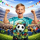 ieftine Sporturi și jocuri 3D pentru băieți-Băieți 3D Grafic Fotbal Tricouri de fotbal Tricou Manșon scurt Tipărire 3D Vară Primăvară Sport Modă Șic Stradă Copii 4-12 ani Stil Nautic Casual Zilnic În aer liber Fit regulat