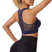 abordables Sujetadores deportivos &amp; chalecos-Mujer Sujetador de yoga Sujetador de pilates Sujetadores de Deporte Ropa Interior / Prenda Interior Relleno Sin costura Antivibración Malla Inalámbrico Color sólido Deporte Ropa de Deporte Negro