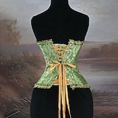 cheap Tops-Medieval Renaissance Corset Overbust Corset Noblewoman Jacquard Lace up Floral Fancy Dress Women's Royal Halloween Carnival Renaissance Fair LARP Adults' Corset Spring &amp; Summer