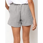 cheap Hot Shorts-Women's Cotton Shorts Fashion Streetwear Casual Short High Waist Plain Pocket Elastic Waistband Comfy Comfort Soft Stretchy Outdoor Vacation Street Dark-Gray Apricot Khaki Black Summer Spring Loose