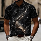 ieftine Polo imprimat pentru bărbați-Bărbați Galaxie Tricouri polo Manșon scurt Tricouri de polo Cămăși cu guler Casual Îmbrăcăminte Atletică Imprimare 3D Nasturi Material Plasă care Respiră Vară Primăvară Albastru piscină Negru Galben
