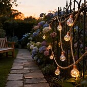 abordables Lampes d’extérieur solaires-Guirlande lumineuse solaire d'extérieur de 8 m, 16 LED, style rétro, en corde de chanvre, 8 modes d'éclairage, étanche, idéale pour villa, jardin, cour, arbre, camping, café, décoration d'ambiance de
