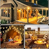 abordables Lampes d’extérieur solaires-Guirlande lumineuse solaire d'extérieur de 8 m, 16 LED, style rétro, en corde de chanvre, 8 modes d'éclairage, étanche, idéale pour villa, jardin, cour, arbre, camping, café, décoration d'ambiance de