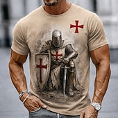  Hombre Caballeros templarios Cruz Camiseta Manga Corta Camiseta Impresión 3D Cuello Barco Camisa Religioso Diario Calle Festivos Marrón claro Marrón Caqui Todas las Temporadas Ropa S M L XL XXL XXXL