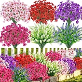 abordables Fleurs artificielles-24 bouquets de fleurs artificielles d'extérieur, fausses fleurs printanières, plantes résistantes aux UV pour la décoration de la maison, du jardin, du porche, des fenêtres et des mariages.