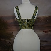 ieftine Topuri-Medieval Renascentist Cottagecore Corset Corsaj Zana Cu Șiret Pictură în Ulei Costume de fancy Pentru femei Fantezie Halloween Carnaval Casul / Zilnic Târgul Renașterii LARP Adulți Corset Primavara