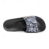abordables Pantuflas y chanclas de hombre-Sandalias planas azules con estampado paisley para hombre, puntera abierta, ligeras y cómodas, ideales para vacaciones en la playa, en el resort, para el ocio junto a la piscina y para relajarse a diario.