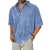 ieftine cămăși casual pentru bărbați-Tricou pentru bărbați SoftFade™ tricou casual tricou cu nasturi tricou acid wash albastru negru roz albastru marin mov cu mânecă scurtă simplu rever casual îmbrăcăminte de zi cu zi modă retro vintage