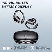 halpa TWS Todelliset langattomat kuulokkeet-Lenovo ThinkPlus langattomat urheilunappikuulokkeet, Bluetooth 5.3 -kuulokkeet korvakoukuilla, TWS-kuulokkeet LED-digitaalisella akkunäytöllä, sisäänrakennettu mikrofoni, hikoilunkestävät