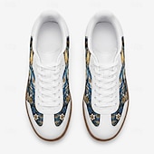 abordables Zapatos de Fútbol para Hombres-Men's Blue Lion Soccer Print Low Top Sneakers Lace-Up Casual Football Fan Shoes Lightweight Gum Sole Fashion Trainers for Men Matches Fan Parties Sports Events and Daily Wear