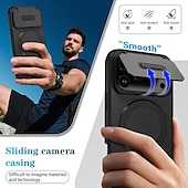 abordables Carcasas iPhone-teléfono Funda Para iPhone 17 Air 17 Pro Max 16 15 14 Pro Max Plus 13 Pro Max Mini Funda Trasera Con Magsafe con Soporte Magnética Soporte de carga inalámbrica Armadura ABS + PC