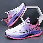 baratos Tênis de Corrida Masculinos-Tênis de corrida masculino branco e roxo - tênis esportivo leve e respirável - tênis atlético com amortecimento para homens, ideal para corrida, exercícios na academia, caminhada e uso diário ativo.